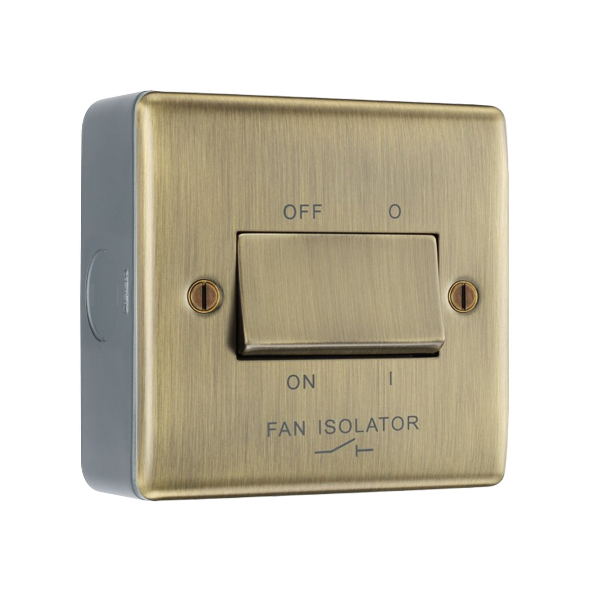 Antique Brass 10A Triple Pole Fan Isolator Switch & Surface Pattress ...