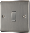 NBI12 Front - This brushed Iridium finish 20A 16AX single light switch from British General will operate one light in a room.