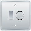 BG Polished Chrome 2 Gang Light Switch 1x Dual Mode LED Dimmer 1x 2 Way Custom Switch