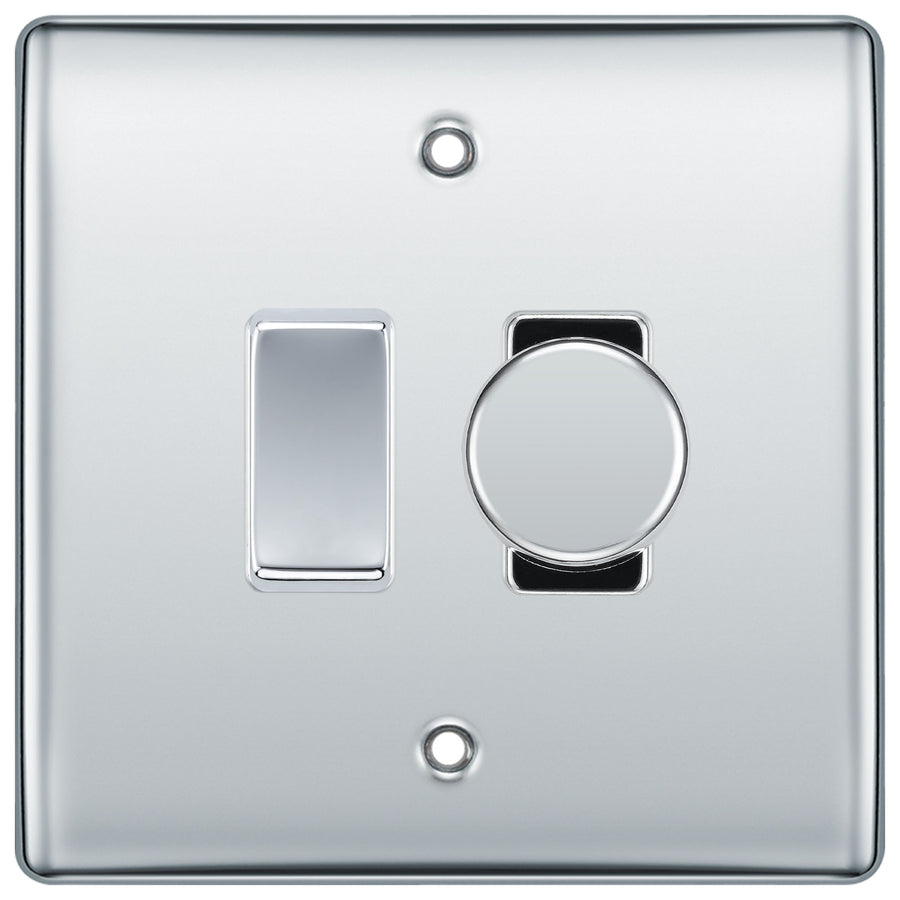 BG Polished Chrome 2G Switch 1x Trailing Edge LED Dimmer 1x Intermediate Switch