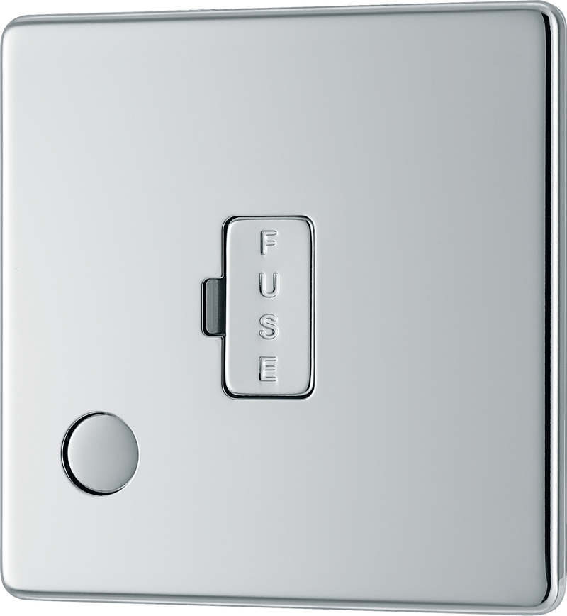BG FPC55 Nexus Screwless Flat-Plate Unswitched Fused Connection Spur Unit Flex Output Polished Chrome 13A