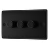 BG Nexus Matt Black 200W 2 Way Triple Trailing Edge Dimmer Switch NFB83 with 25mm Steel Back Box
