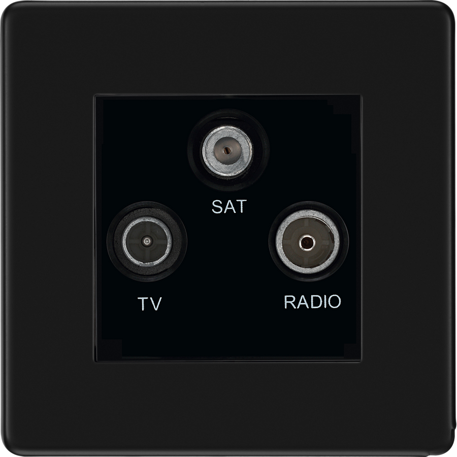 BG Nexus Screwless Matt Black TV/FM/SAT Socket FFB67B