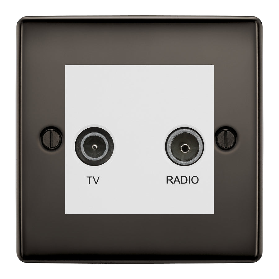 BG Nexus Metal Black Nickel TV & FM Socket NBN66W