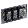 BG Nexus Matt Black 200W 2 Way Triple Trailing Edge Dimmer Switch NFB83 with 25mm Steel Back Box