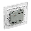 BG Evolve Brushed Steel 2 Gang 20A 16AX 2 Way Light Switch PCDBS42W with 35mm Steel Back Box