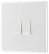 BG 842 Moulded Round Edge | White | 2 Gang 10AX 2 Way Plate Switch