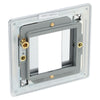 BG Flatplate Screwless Polished Chrome 20AX 2 Way Emergency Lighting Test Key Switch - Key Included - White Insert
