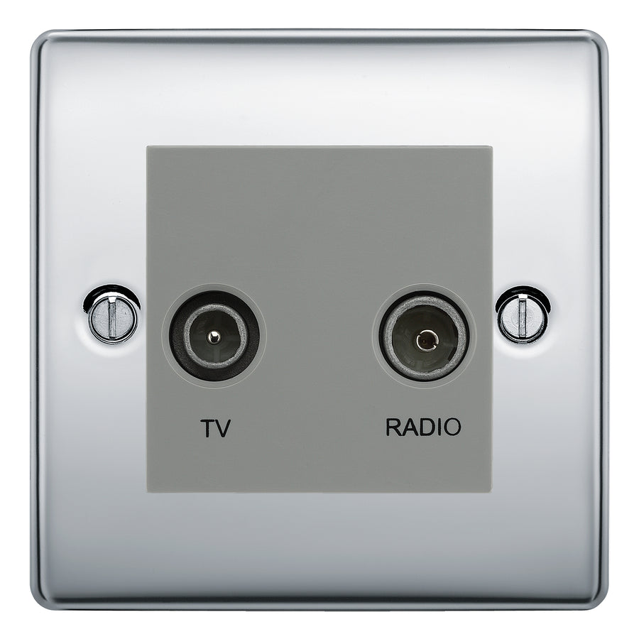 BG Nexus Metal Polished Chrome TV & FM Socket NPC66G