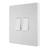 BG Evolve Brushed Steel 20A 16AX Double Light Switch PCDBS42W with 25mm Steel Back Box