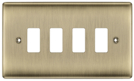 BG RNAB4 Nexus Metal Antique Brass 4 Module Grid Front Plate
