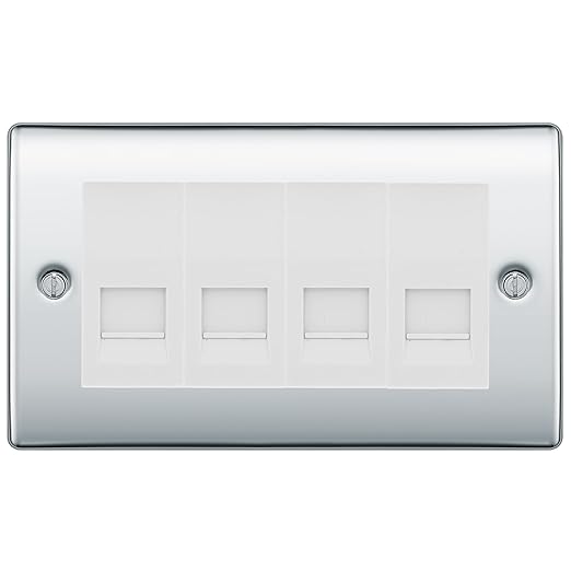 BG Nexus Polished Chrome 4 Gang IDC Secondary Telephone Socket - White Insert