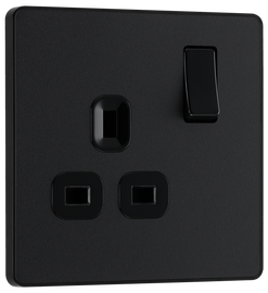 BG Evolve PCDMB21B Matt Black 1 Gang 13A Switched Socket-Black Insert