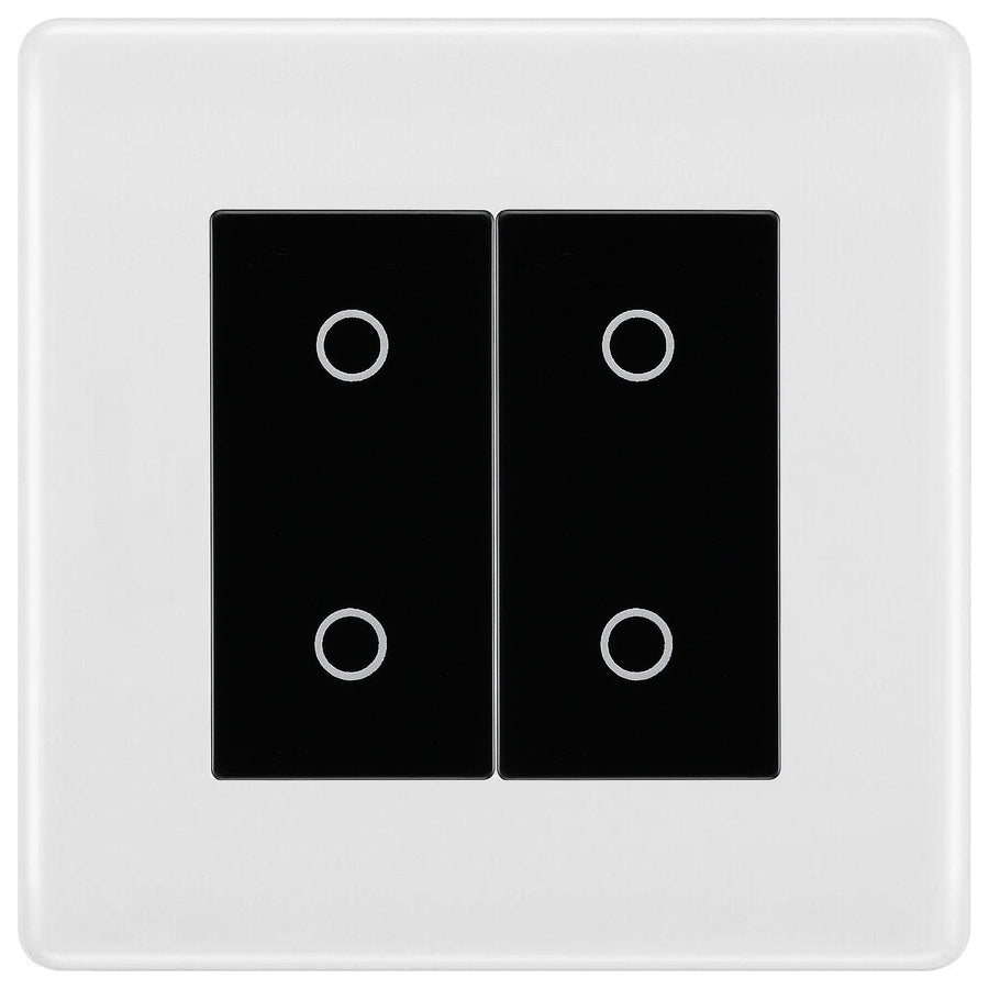 BG Nexus White Moulded Double Secondary Touch Dimmer Switch - Black Insert