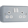 BG MC522 Metal Clad 13 Amp Double 2 Gang Switched Socket Twin Industrial Socket
