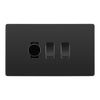 BG Evolve Black Chrome 3 Gang Light Switch 1x Dual Mode LED Dimmer 2x 2 Way Custom Switch