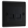BG Nexus Matt Black Double Slave Telephone Socket NFBBTS2 with 35mm Steel Back Box