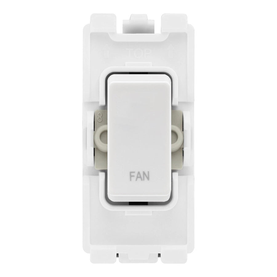 BG RRFNW White 20A DP Appliance Grid Switch Labelled Fan
