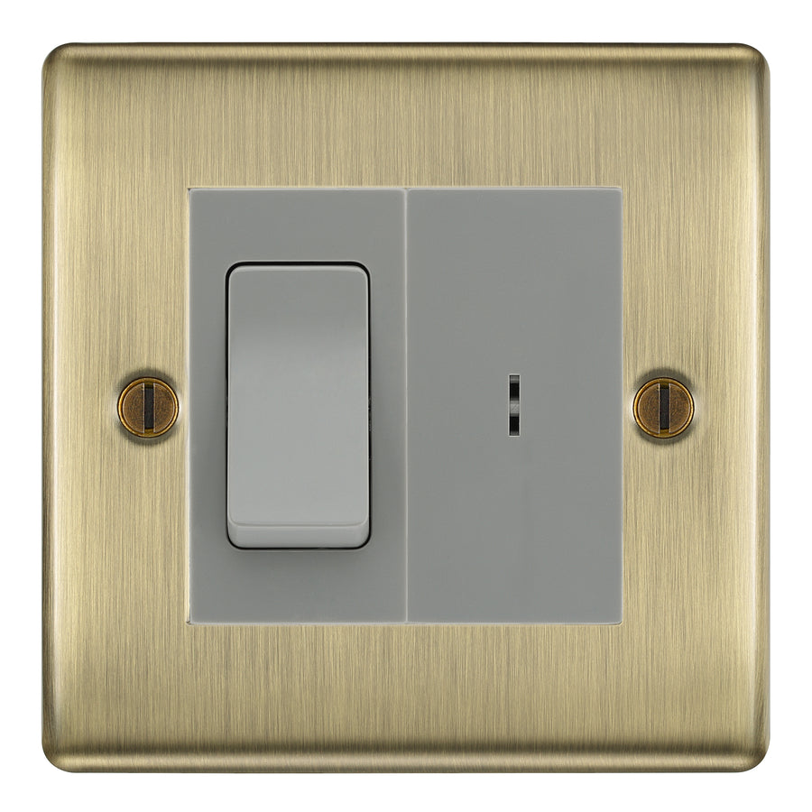 BG Nexus Antique Brass 2 Way Single Pole Key Switch with 2 Way Single Pole Switch, Key Included - Grey Insert
