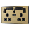 BG Evolve Satin Brass Double USB Socket with WiFi Extender PCDSB22UWRB and 25mm Steel Back Box