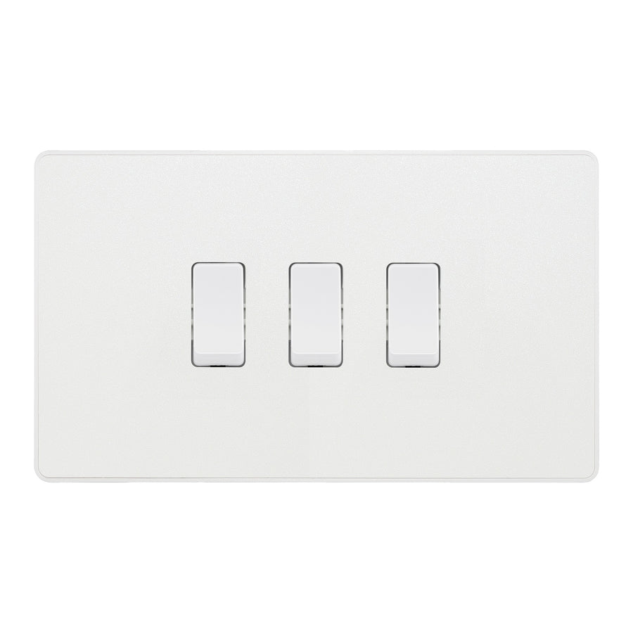 BG Evolve Pearlescent White 3 Gang Intermediate Custom Grid Light Switch