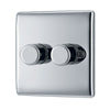 BG Nexus Polished Chrome 200W 2 Way Double Trailing Edge Dimmer Switch NPC82 with 25mm Steel Back Box