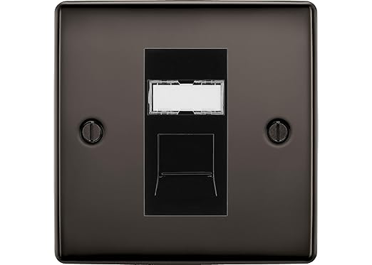 BG Nexus Black Nickel Single 1 Gang RJ45 Data Socket NBNRJ451B Black Insert