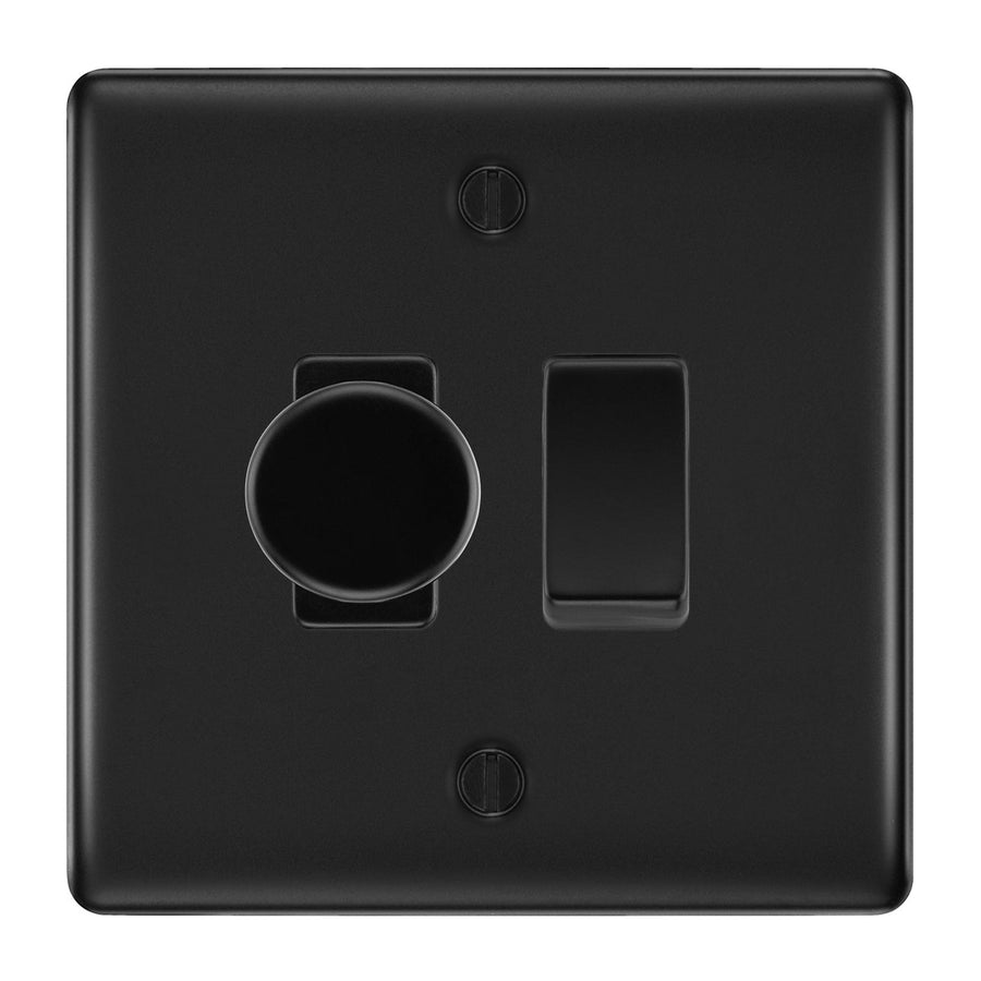BG Nexus Matt Black 2G Switch 1x Trailing Edge LED Dimmer 1x Intermediate Switch