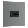 BG Nexus Flatplate Screwless Matt Black 1 Gang HDMI Socket Grey Insert