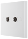 BG 963 Moulded Square Edge | White | 2 Gang Isolated Co-Axial TV Socket Outlet