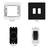 BG Matt Black Screwless 2 Gang Grid Switch 1x Dual Mode LED Dimmer 1x Intermediate Switch
