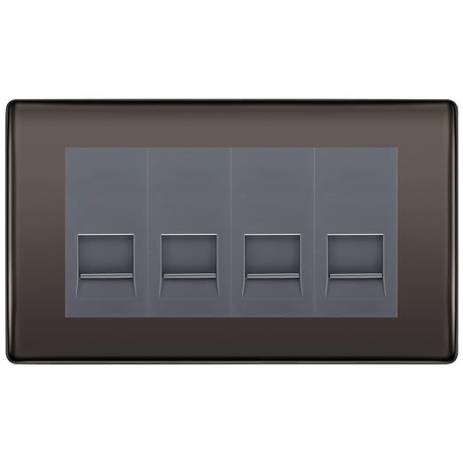 BG Nexus Black Nickel 4 Gang IDC Secondary Telephone Socket - Grey Insert