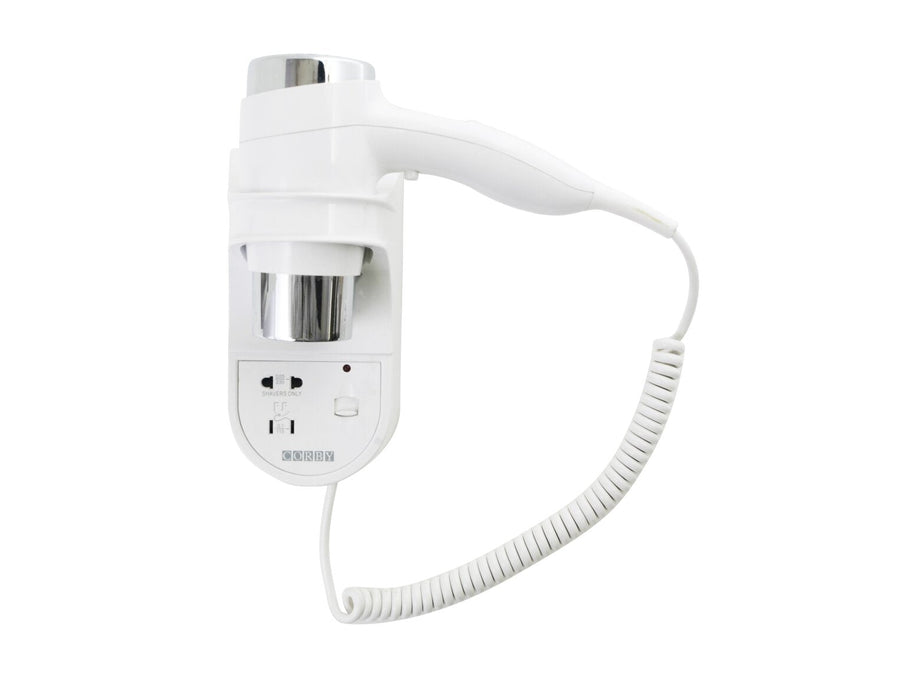 Corby Kendal 1600W Wall Mounted Hair Dryer with Shaver Socket in White - No Plug