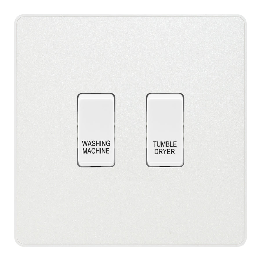 BG Evolve Pearlescent White Custom Appliance Grid Switch 2 Gang Screwless