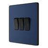 BG Evolve Matt Blue 3 Gang 20A 16AX 2 Way Light Switch PCDDB43B with 25mm Steel Back Box