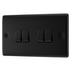 BG Nexus Matt Black 20A 16AX 2 Way Quadruple Light Switch NFB44 with 25mm Steel Back Box