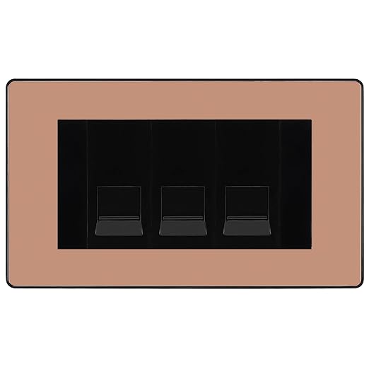 BG Evolve Polished Copper 3 Gang IDC Secondary Telephone Socket - Black Insert