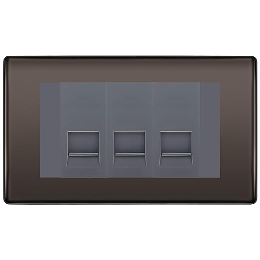 BG Nexus Black Nickel 3 Gang IDC Secondary Telephone Socket - Grey Insert