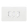 BG Evolve Pearlescent White 3 Gang Light Switch 2x Intermediate 1x 2 Way Custom Grid Switch