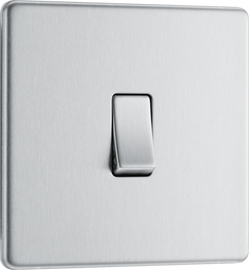 BG Electrical FBS13 Nexus Screwless Flat-Plate Single Intermediate Light Switch Brushed Steel 10A
