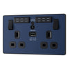 BG Evolve Matt Blue Double USB Socket with WiFi Extender PCDDB22UWRB with 25mm Steel Back Box