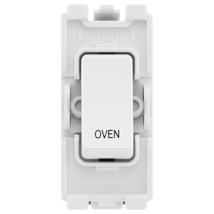 BG Evolve White RROVPCDW 20 Amp Double Pole Appliance Grid Switch Labelled Oven