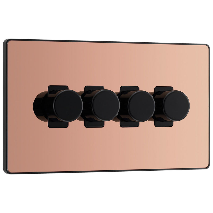 BG Evolve Polished Copper 4 Gang Custom Grid Dimmer Light Switch PCDPC84B