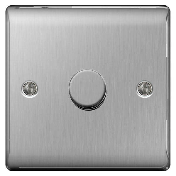 BG NBS85P 1 gang, 1,000W-sq. plate (export only) Switches-Brushed Steel