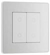  PCDBSTDS2W Front - This Evolve Brushed Steel double secondary trailing edge touch dimmer allows you to control your light levels and set the mood.