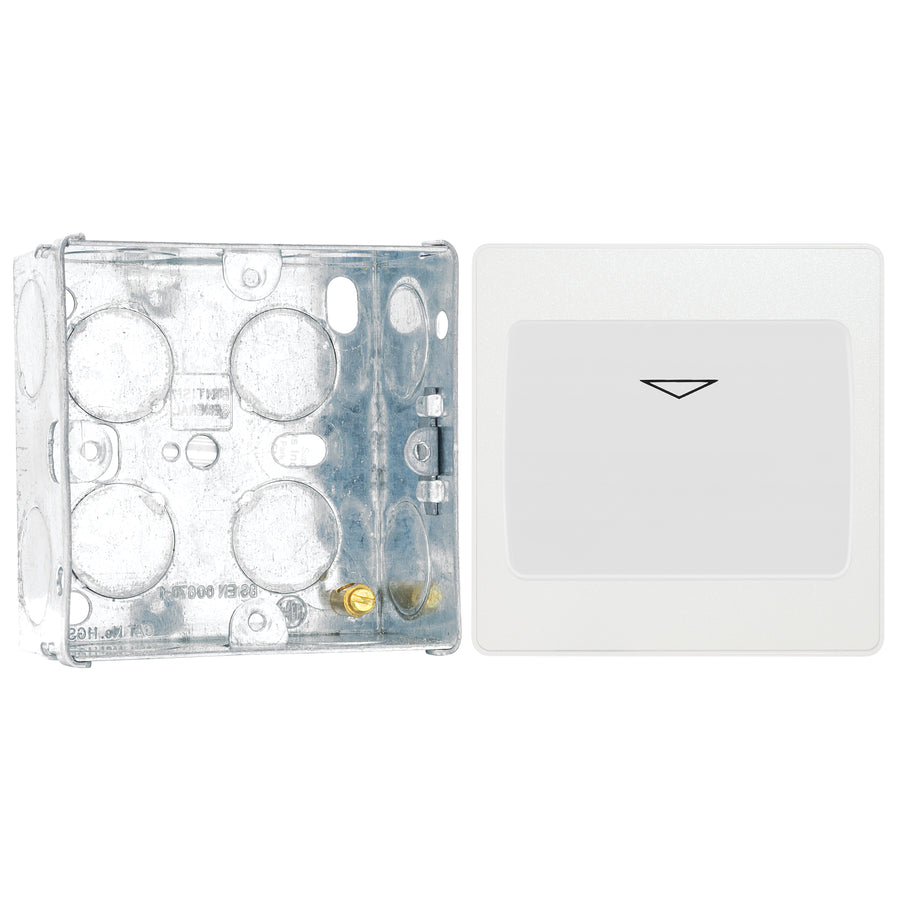 BG Evolve Pearlescent White 16A Key Card Switch PCDCLKYCSW with 35mm Steel Back Box