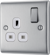 BG NBS21W Nexus Metal Brushed Steel 1 Gang 13A Switched Socket - White Insert