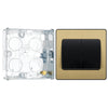 BG Evolve Satin Brass 2 Gang Wide Rocker Light Switch PCDSB42WB with 25mm Steel Back Box