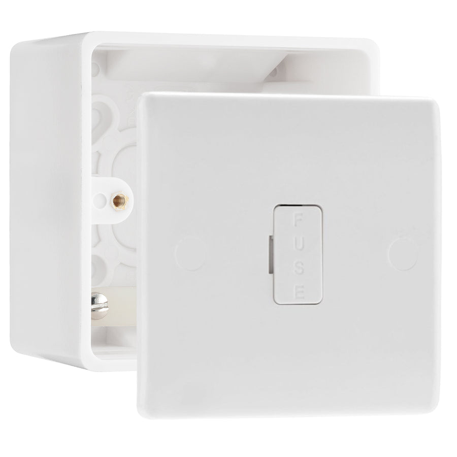 BG Nexus 13A Unswitched Fused Connection Unit White & 50mm Pattress Back Box