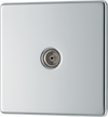 Newlec British General FPC60 Nexus Flatplate Screwless Polished Chrome 1 Gang Coaxial TV Socket